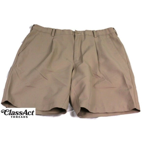 Nike Golf Men’s Cotton Khaki Shorts Fit Dry Pleated Fronts 36" Waist - Picture 1 of 3